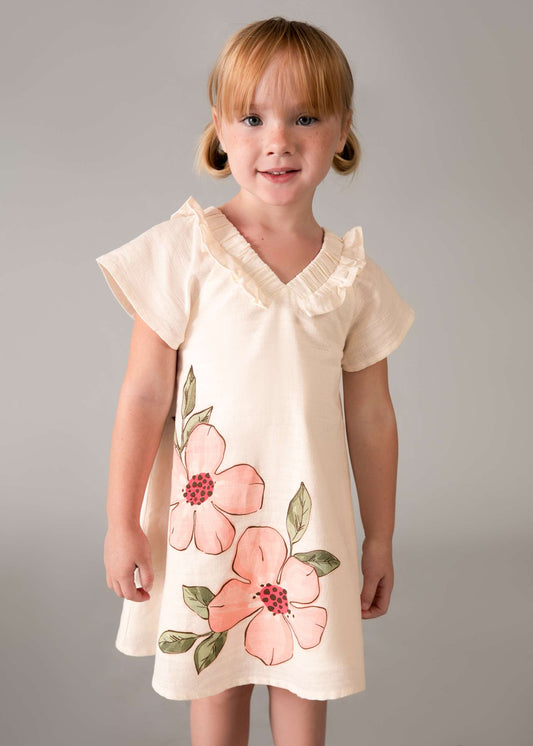 Linen floral dress for girls
