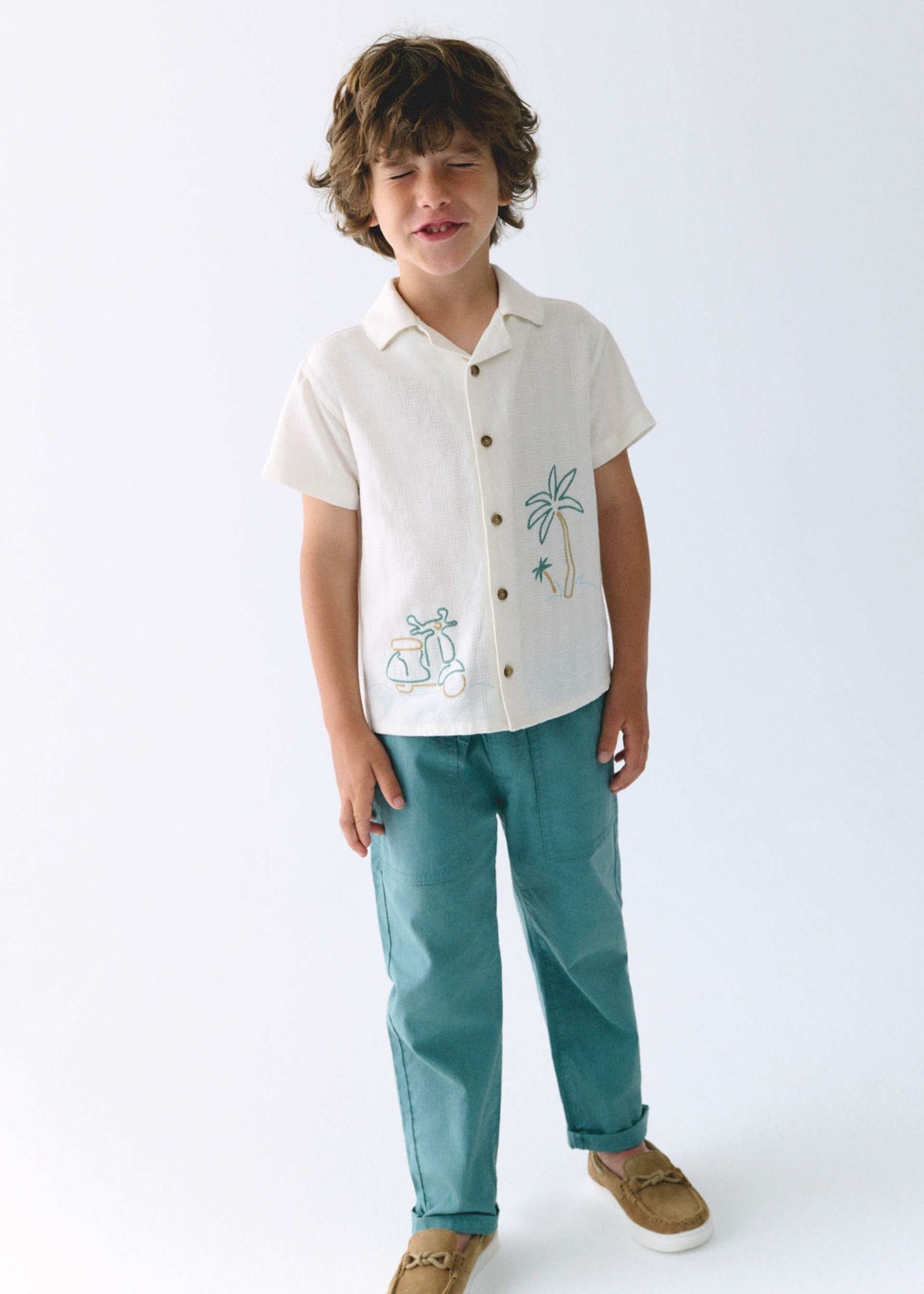 Long jogger trousers with linen for boys