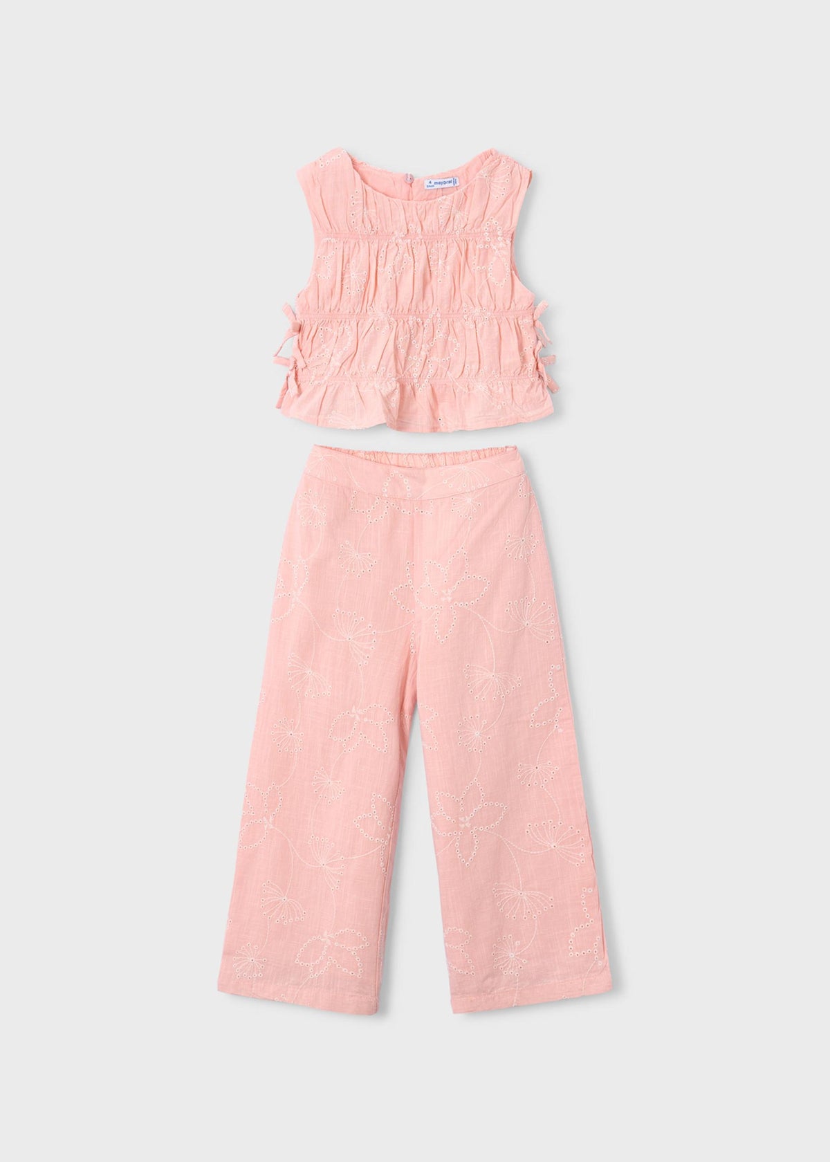 Long pants and gathered top set for girls