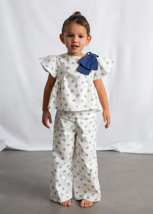Long pants and printed top set for girls