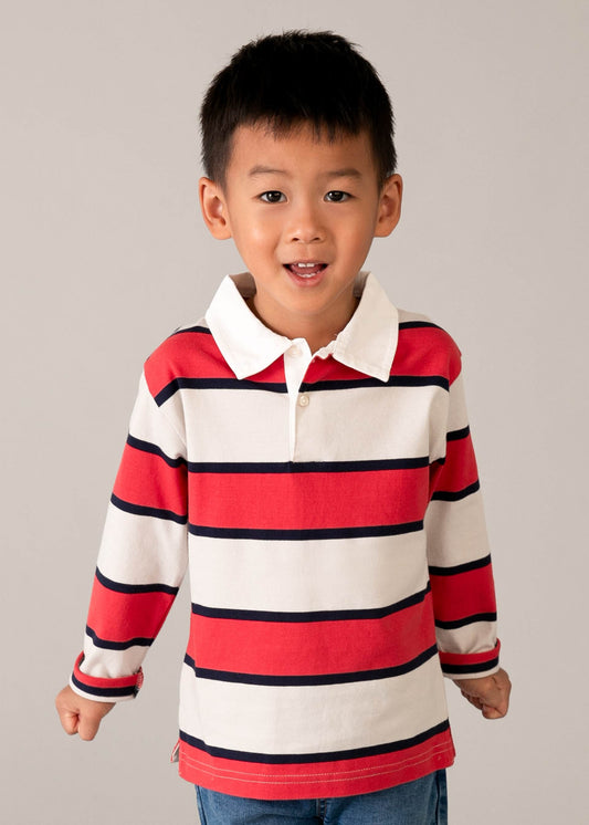 Long-sleeved striped polo shirt for boys