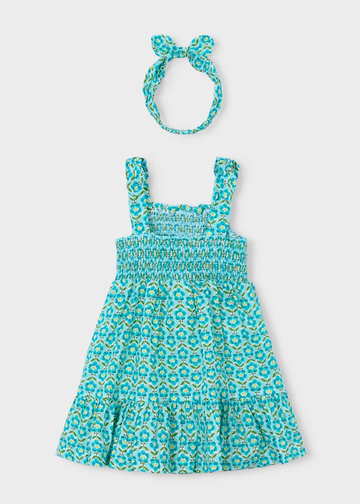 Printed dress with headband for girls