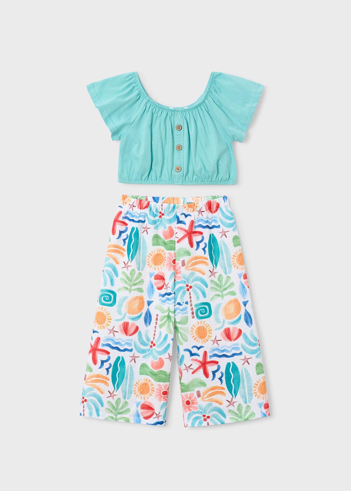 Bedrucktes Set aus langer Hose und Oberteil für Mädchen