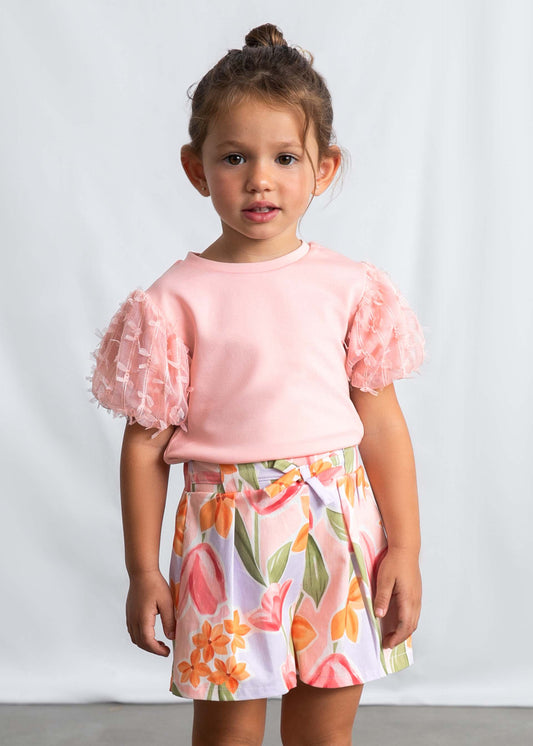 Printed pleated skirt trousers for girls