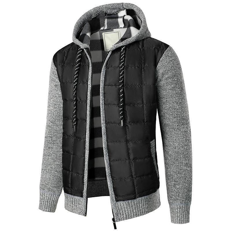 Herren-Fleece-Cardigan mit Steppfutter und Reißverschluss